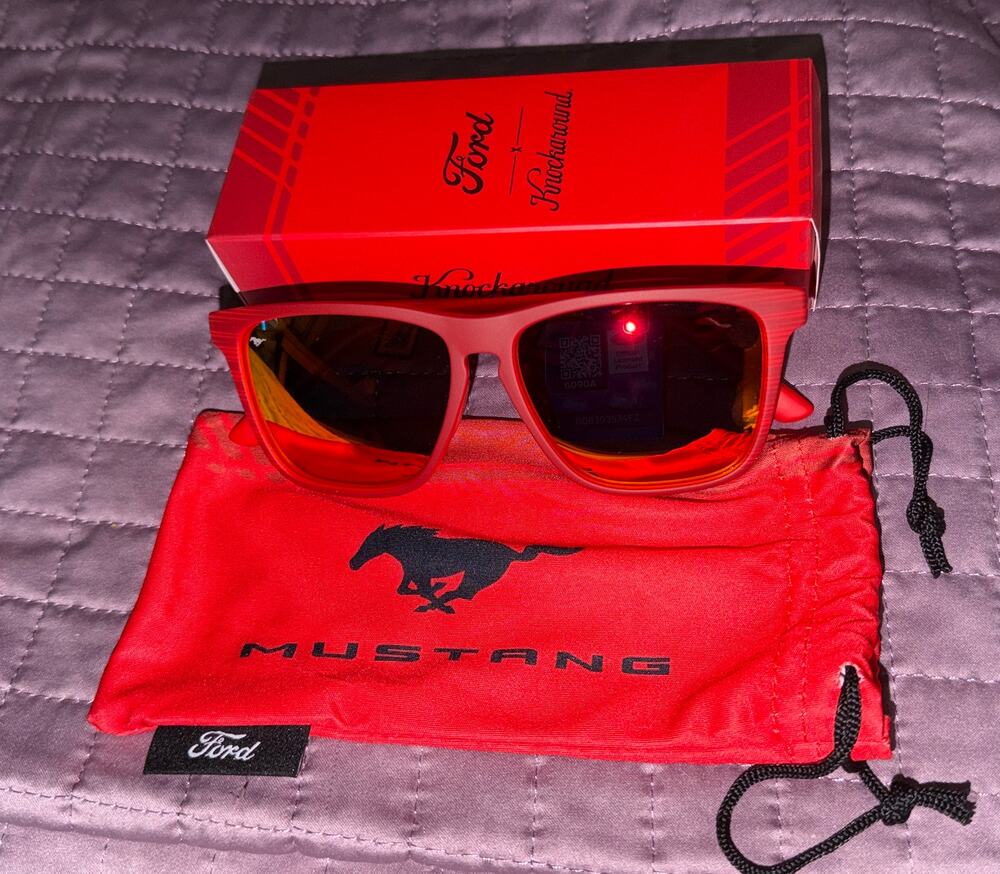 Knockaround x Ford Mustang Fast Lanes Sport Polarized Sunglasses Red NIB